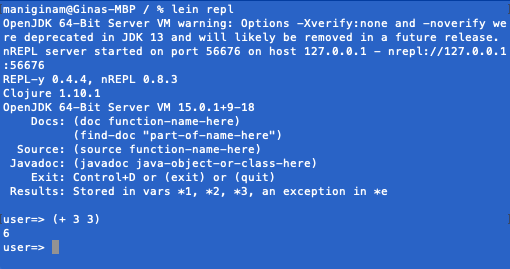 repl (+ 3 3)